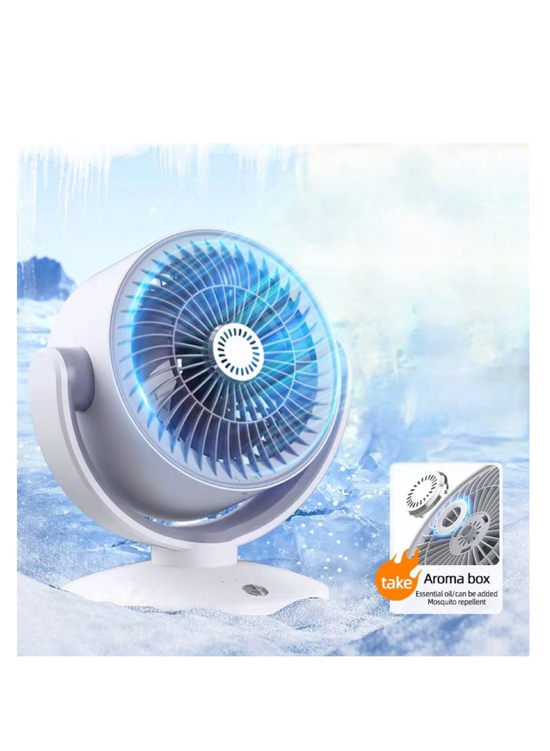 CityRiya-Long Desktop Fan Portable Desk Fan Strong Airflow, 2400Mha Battery Quiet Table Fan, Upgraded 3 Speeds Personal Cooling Fan, 180° Rotatable USB Rechargeable Fan for Home Office Bedroom Desk（KS-2023） - Image 1