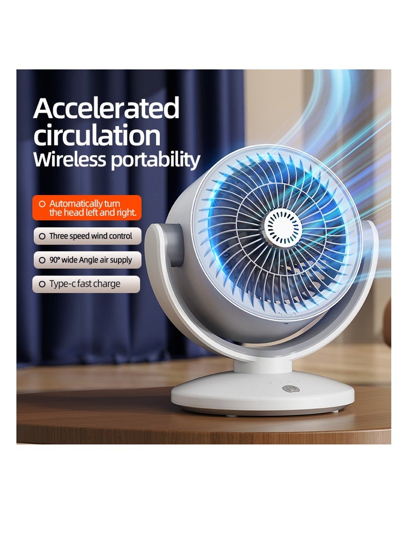 CityRiya-Long Desktop Fan Portable Desk Fan Strong Airflow, 2400Mha Battery Quiet Table Fan, Upgraded 3 Speeds Personal Cooling Fan, 180° Rotatable USB Rechargeable Fan for Home Office Bedroom Desk（KS-2023） - Image 4