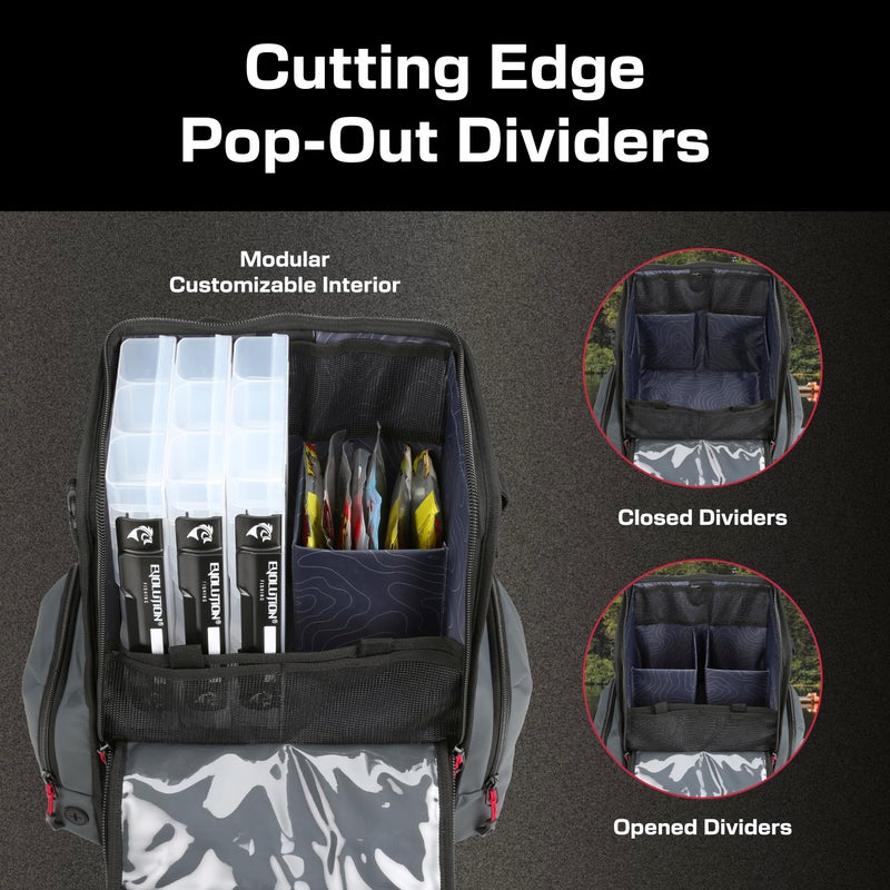 Evolution Outdoor Evolution Fishing Largemouth 3.0 Tackle Backpack - Patent Pending Modular Dividers, Rod Holders, Heavy Duty Fishing Backpack, Includes Quiklatch Tackle Trays - Image 4