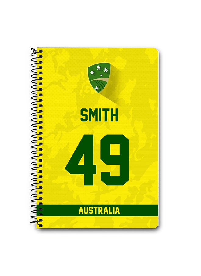 Stylizedd - Designer A5 Spiral Notebook Memo Notepad Journal Player - Steve Smith, Jersey Number -49 (With Logo) - Image 1