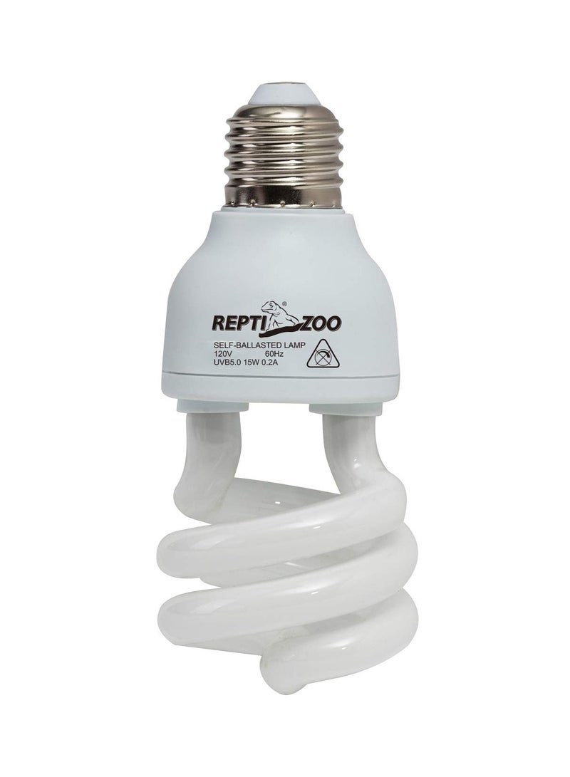 REPTIZOO REPTI ZOO 15 W UVA UVB 10.0 Reptile Lights Energy Saving Reptile Heat Lamp UVB Bulb Spiral Compact Bulb Fit for Rainforest Type Reptile/Snake/Lizard/Insect/Turtle/Tort  - Image 1