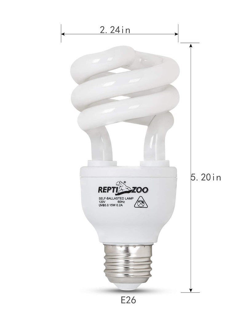 REPTIZOO REPTI ZOO 15 W UVA UVB 10.0 Reptile Lights Energy Saving Reptile Heat Lamp UVB Bulb Spiral Compact Bulb Fit for Rainforest Type Reptile/Snake/Lizard/Insect/Turtle/Tort  - Image 3