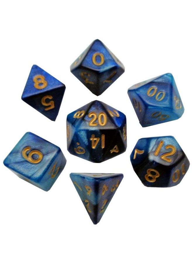 Metallic Dice Games 7Set Mini: 10Mm: Dkbulightbu W/Gd - Image 2