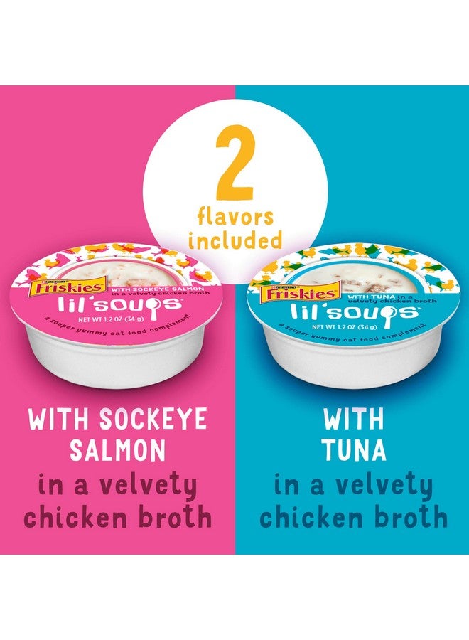فريسكس مجموعة متنوعة من مكملات طعام القطط الرطبة الخالية من الحبوب من بورينا فريسكيز، حساء صغير مع سمك السلمون الأحمر والتونة في مرق - (18) كوبًا (1.2 أونصة) - Image 2