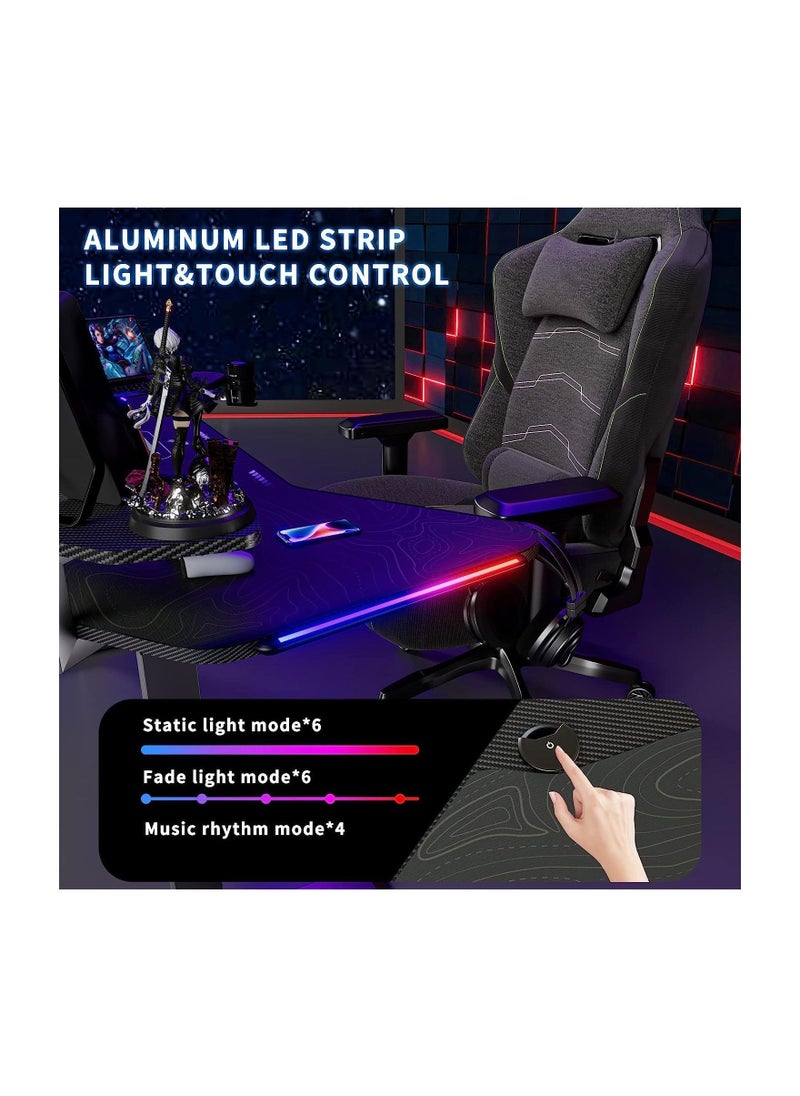Royal Polar - ROYAL POLAR Lifting Gaming Table LED Desk Anchor Table with 2 Monitor Shelves 2 iPad Grooves Cable Management and Power Socket Holders Sit Stand Adjustable Height RGB Desk Electric Standing Desk - Image 1