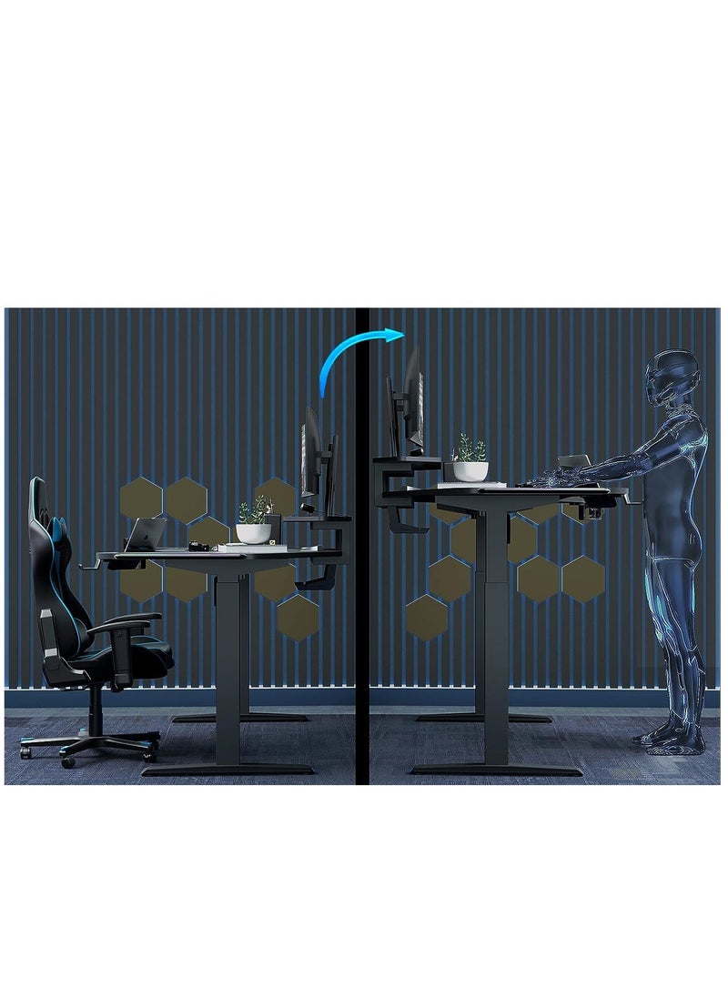 Royal Polar - ROYAL POLAR Lifting Gaming Table LED Desk Anchor Table with 2 Monitor Shelves 2 iPad Grooves Cable Management and Power Socket Holders Sit Stand Adjustable Height RGB Desk Electric Standing Desk - Image 1