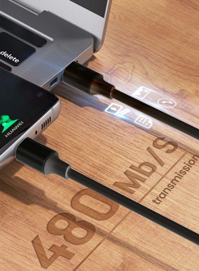 Chenyang كابل تشين يانغ USB C من نوع C، كابل بيانات USB 2.0 من ذكر إلى ذكر يدعم PD 65W للكمبيوتر المحمول والهاتف باللون الأسود 1.0 متر - Image 3