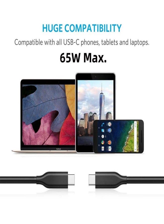 Chenyang كابل تشين يانغ USB C من نوع C، كابل بيانات USB 2.0 من ذكر إلى ذكر يدعم PD 65W للكمبيوتر المحمول والهاتف باللون الأسود 1.0 متر - Image 2