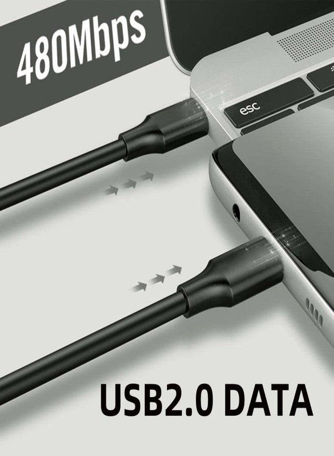 Chenyang كابل تشين يانغ USB C من نوع C، كابل بيانات USB 2.0 من ذكر إلى ذكر يدعم PD 65W للكمبيوتر المحمول والهاتف باللون الأسود 1.0 متر - Image 5