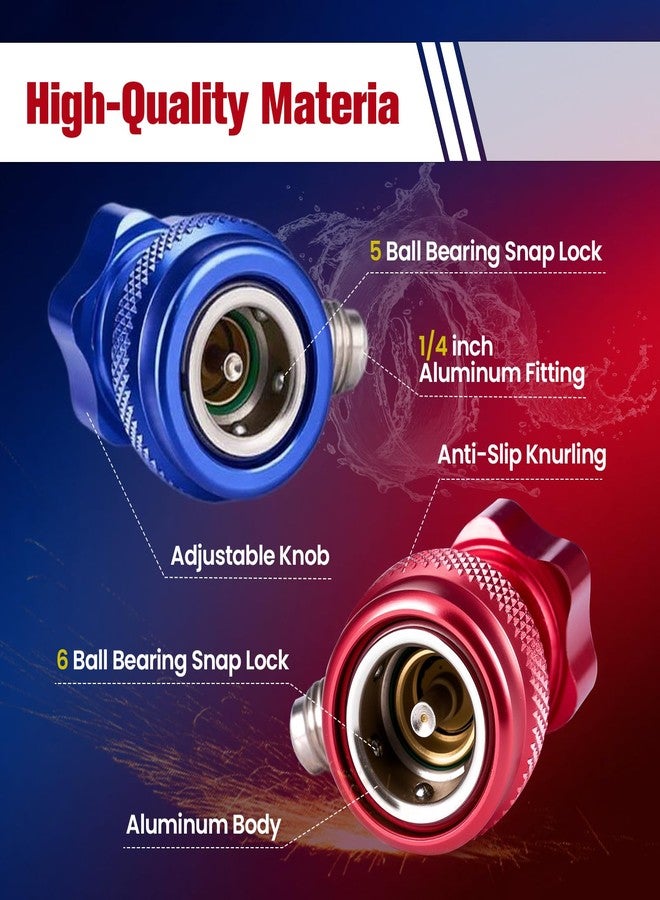 Rogvoc R134a Quick Coupler Adapter, Adjustable R134a Adapters Quick Connectors for Car AC System Recharging, HP and LP 1/4 inch SAE Connectors High and Low Pressure Set of 2 - Image 4