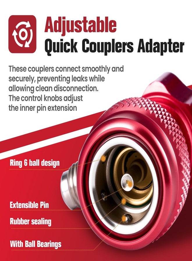 Rogvoc R134a Quick Coupler Adapter, Adjustable R134a Adapters Quick Connectors for Car AC System Recharging, HP and LP 1/4 inch SAE Connectors High and Low Pressure Set of 2 - Image 3