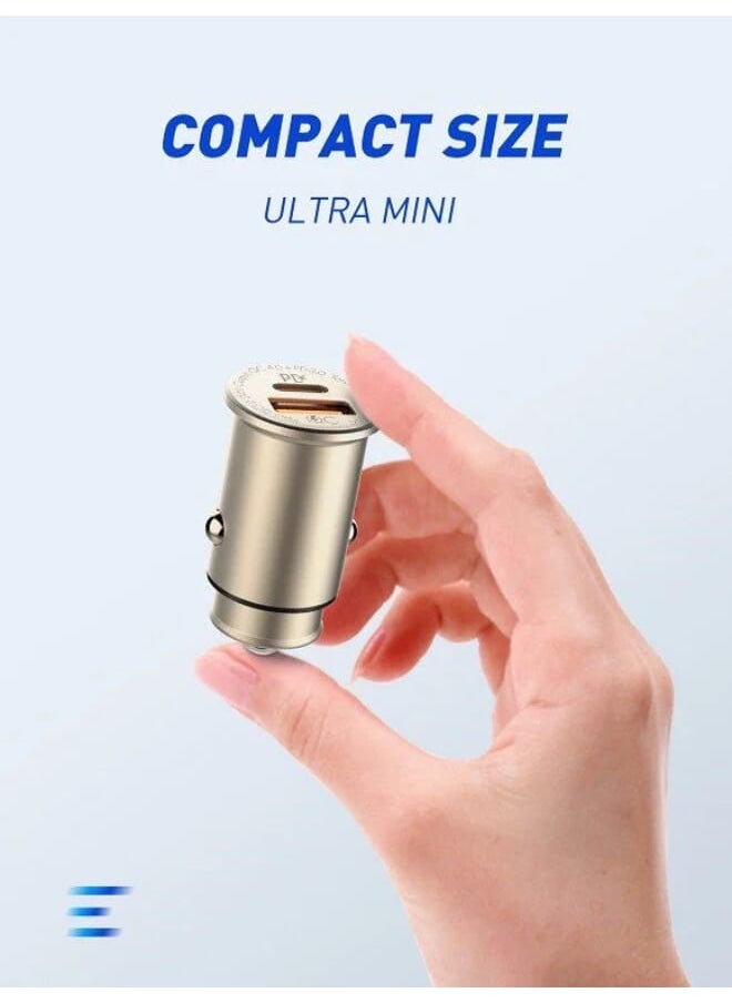 LDNIO - C506Q High Quality Fast Car Charger Dual Port (Type-C & USB) 30W With Type-C USB Charging Cable - Silver - Image 1