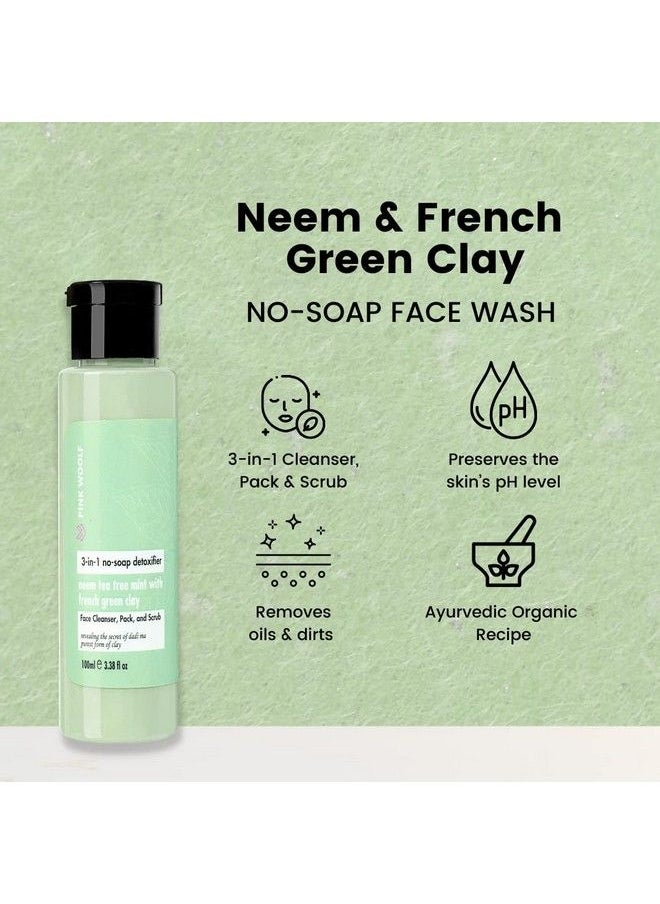 PINK WOOLF Face Wash ; No Soap No Foam ; Almond Saffron Neem Moroccan Clay ; Face Wash For Oily Skin ; Energizes All Types Of Skin Combo 300Ml (Pack Of 3)  - Image 5