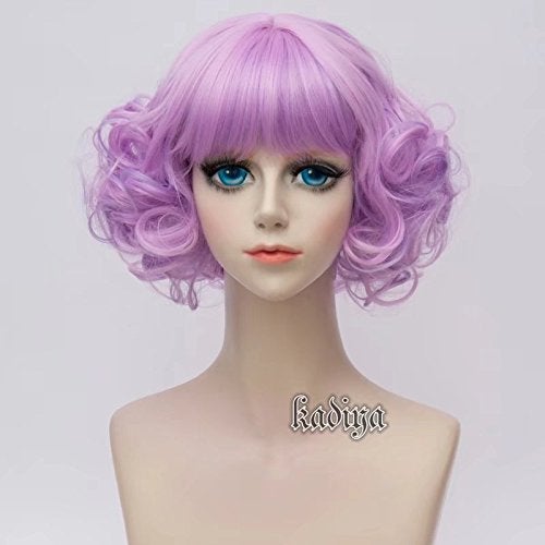 KiyaCos Rainbow Purple Short Curly Wavy Layered Harajuku Cosplay Wigs Costume Dress up Hair - Image 3