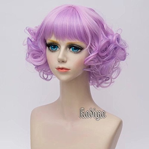 KiyaCos Rainbow Purple Short Curly Wavy Layered Harajuku Cosplay Wigs Costume Dress up Hair - Image 4