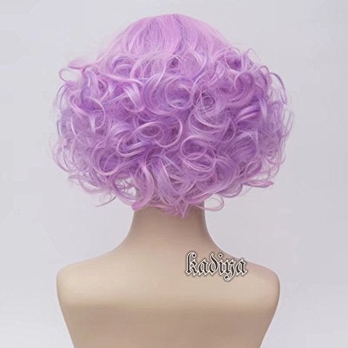 KiyaCos Rainbow Purple Short Curly Wavy Layered Harajuku Cosplay Wigs Costume Dress up Hair - Image 5