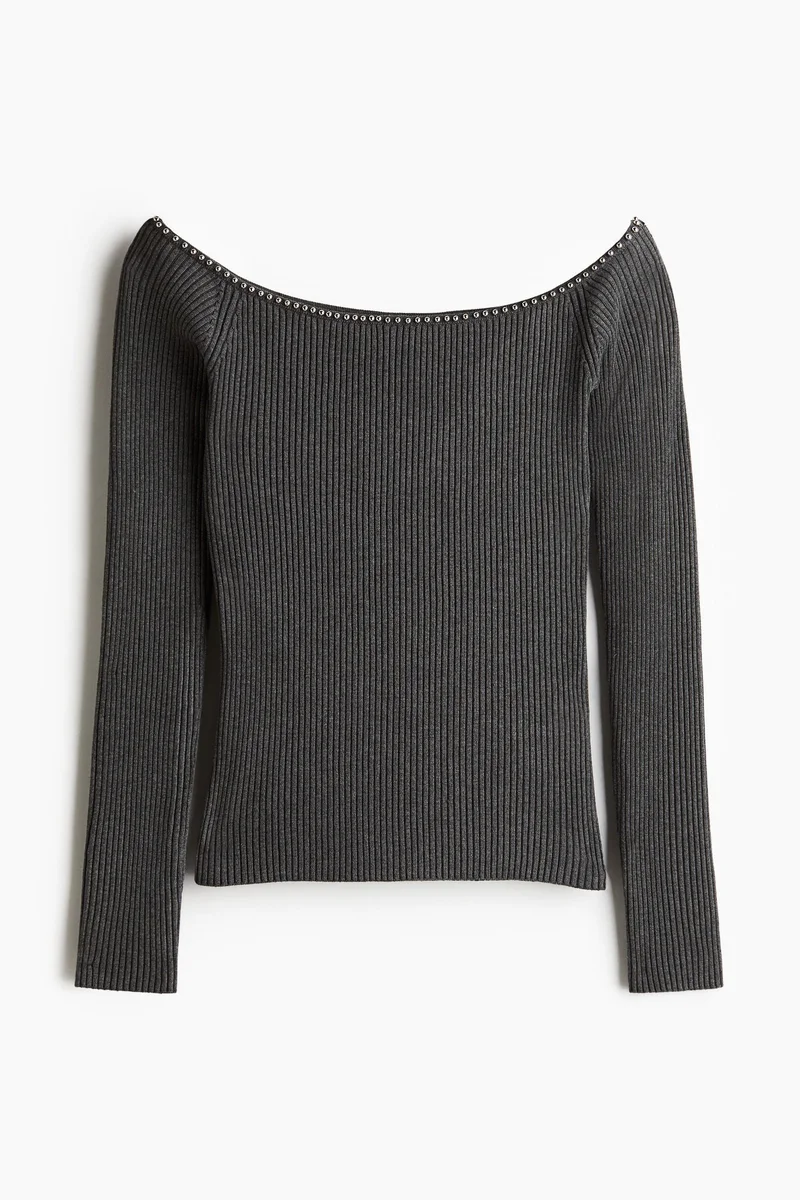 H&M Bead-detail off-the-shoulder top