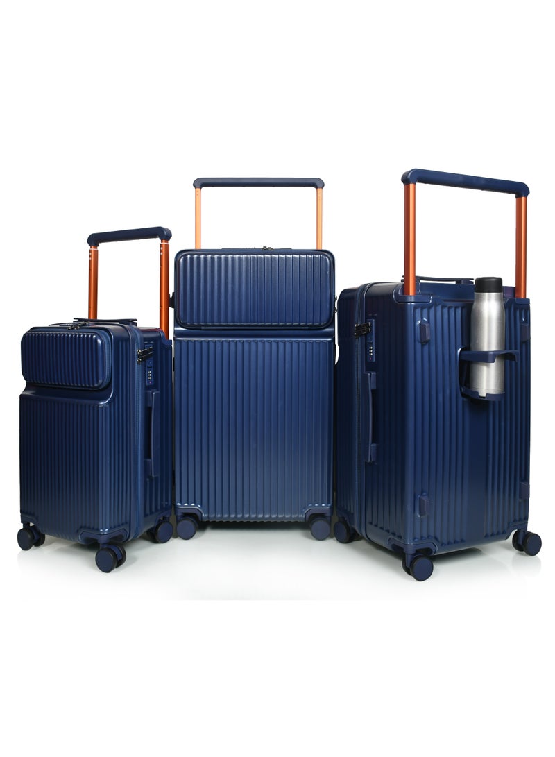 مورانو طقم شنط سفر بعجلات دوارة مكون من ثلاثة قطع مقاس: "28-"24 -"20 انش اللون: (أزرق) - Image 1