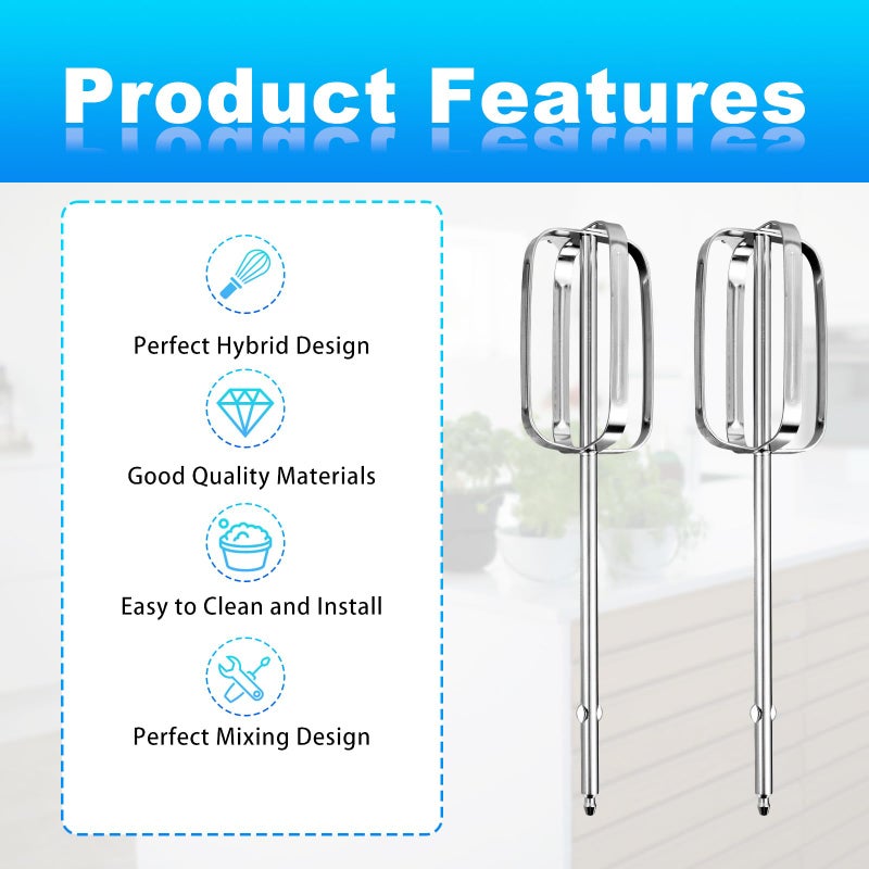 Lyreh 2pcs Hand Mixer Beaters Attachments Compatible with BLACK & DECKER, Universal Stainless Steel Electric Hand Mixer Whisk Replacement for Cooking and Baking - Image 4