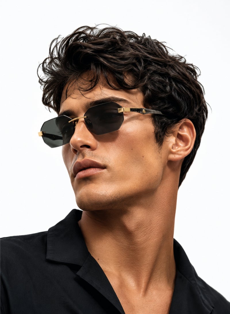 MAYBACH Rimless Sunglasses for Men & Women – Silver & Gold Designer UV400 Shades with Frameless Geometric Lens - Image 4