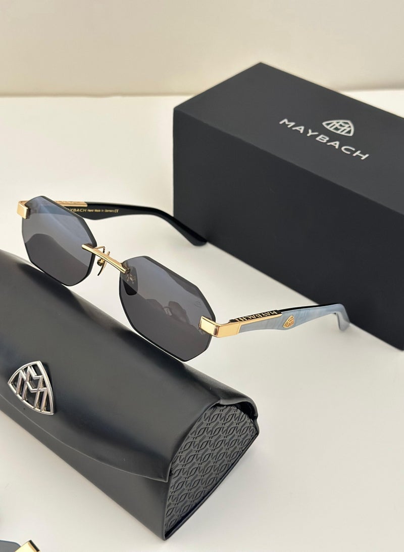 MAYBACH Rimless Sunglasses for Men & Women – Silver & Gold Designer UV400 Shades with Frameless Geometric Lens - Image 1