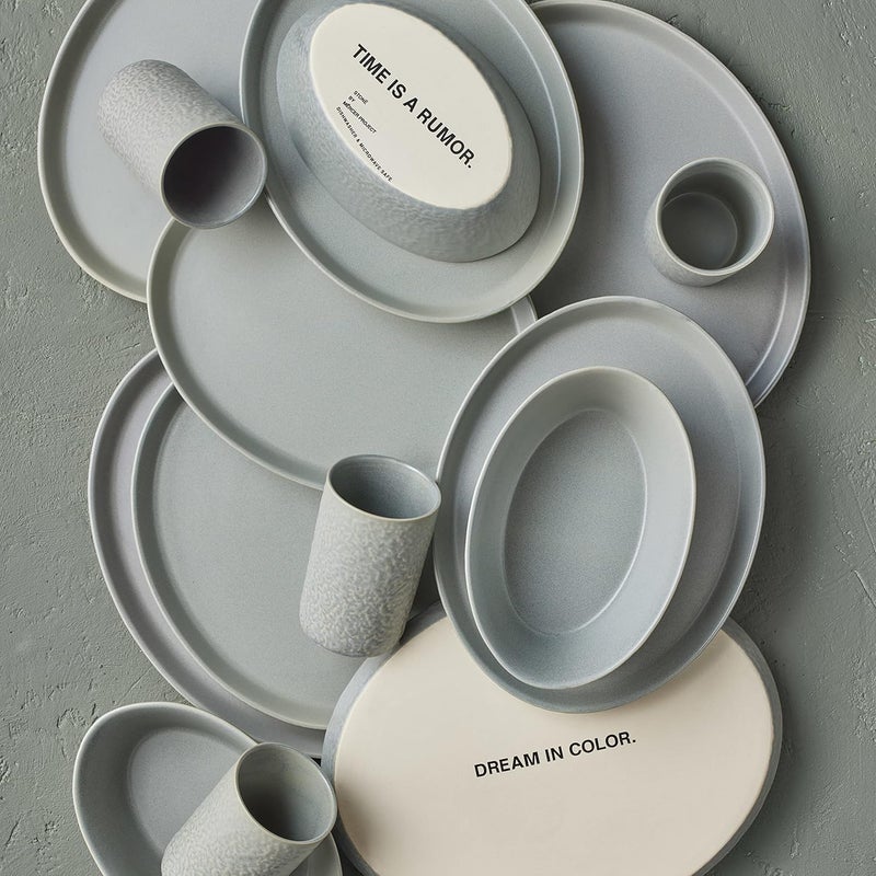 Stone by Mercer Project Stone Lain by Mercer Oval Stoneware 16Piece Dinnerware Set Light Grey - Image 1