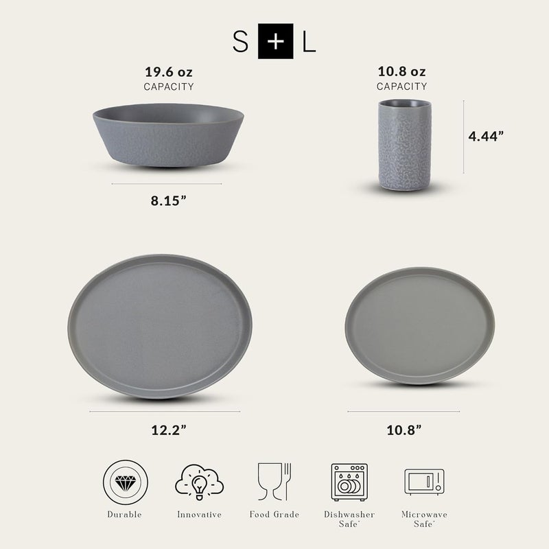 Stone by Mercer Project Stone Lain by Mercer Oval Stoneware 16Piece Dinnerware Set Light Grey - Image 2