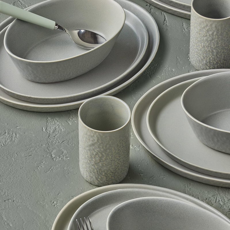 Stone by Mercer Project Stone Lain by Mercer Oval Stoneware 16Piece Dinnerware Set Light Grey - Image 5