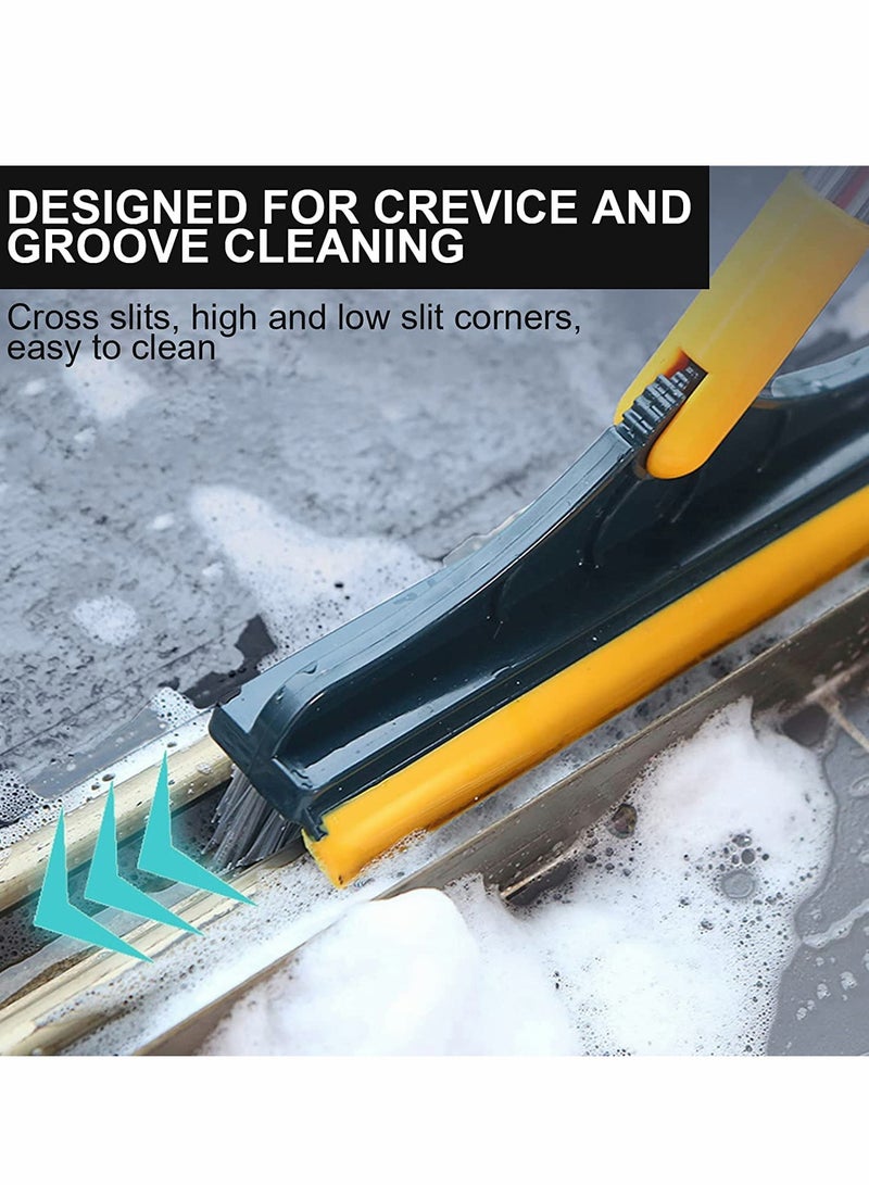 SYOSI Floor Brush, 2 in 1 Scrubber with Long Handle Grout Brush Scrape Stiff Bristle Cleaning Scrub Squeegee 120°Rotating Tile for Bathroom Glass Patio Kitchen (Green) - Image 4