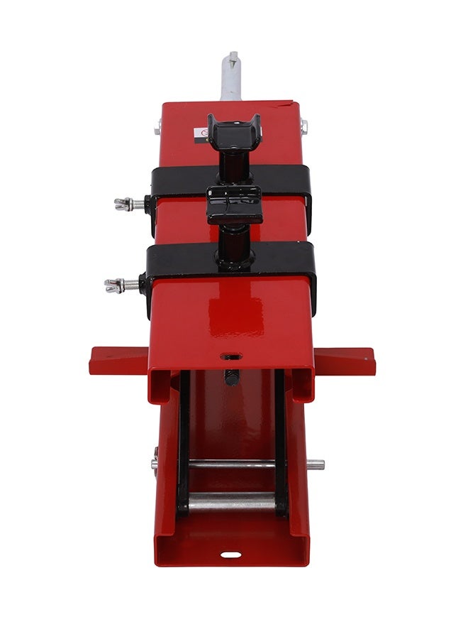 LAWAZIM Motorcycle Lift Scissor Jack - 500kg (1100lb) Capacity - Heavy Duty Motorcycle ATV Lift Scissor Jack with Wide Deck, Saddles, and Safety Pin - Ideal for Motorcycles, ATVs, and Dirt Bikes - Red - Image 3