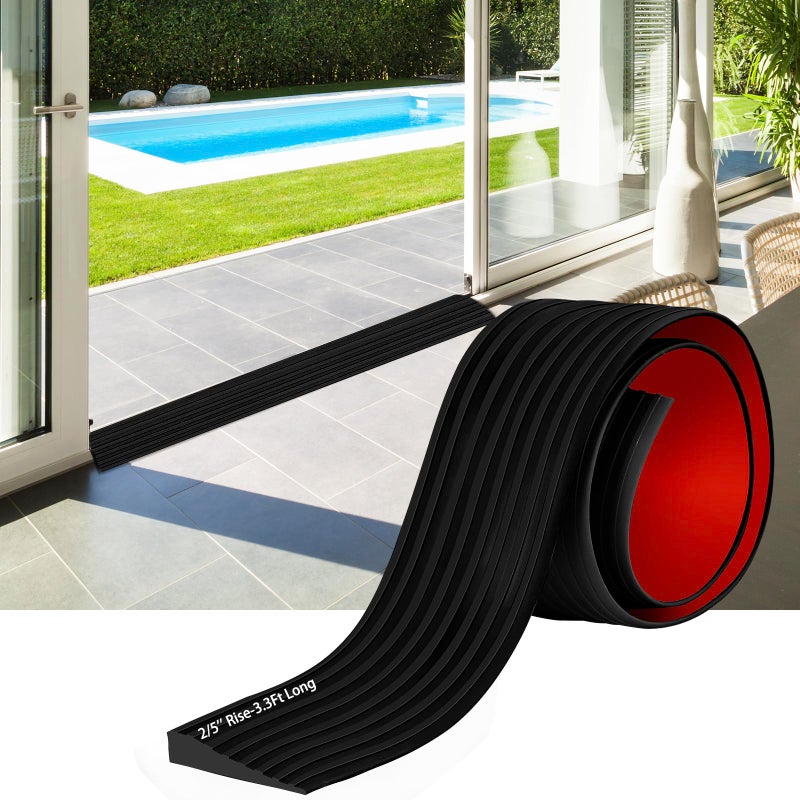 DBHXXMB-HH Threshold Ramps for Doorways 04 Rise Rubber Door Threshold Ramp SelfAdhesive Ramps is Adjustable and Cuttable for Sweeper Wheelchair Stroller Scooter Reducer Ramp Black 25height 33Ft Long - Image 2
