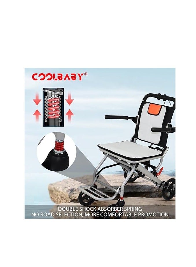 Cool Baby Thickened Aluminum Wheelchairs for The Elderly Wheelchairs Disabled Portable Foldable Double Support Frame Small Hand Push Scooter - Image 2