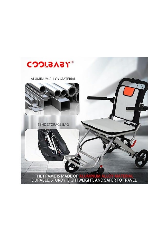 Cool Baby Thickened Aluminum Wheelchairs for The Elderly Wheelchairs Disabled Portable Foldable Double Support Frame Small Hand Push Scooter - Image 4