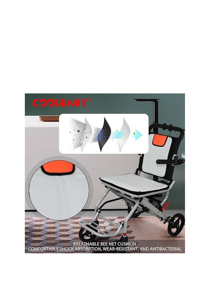 Cool Baby Thickened Aluminum Wheelchairs for The Elderly Wheelchairs Disabled Portable Foldable Double Support Frame Small Hand Push Scooter - Image 5