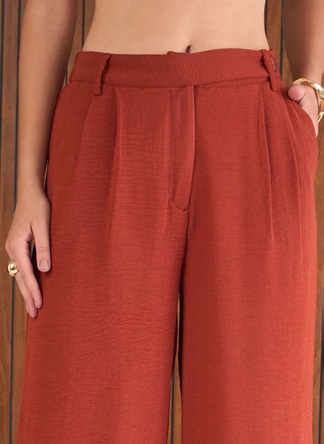 SASSAFRAS Rust Co-Ord Set With Top And Trousers For Women