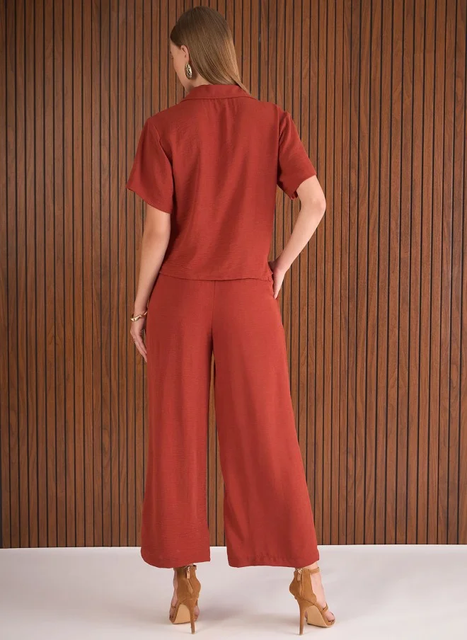 SASSAFRAS Rust Co-Ord Set With Top And Trousers For Women