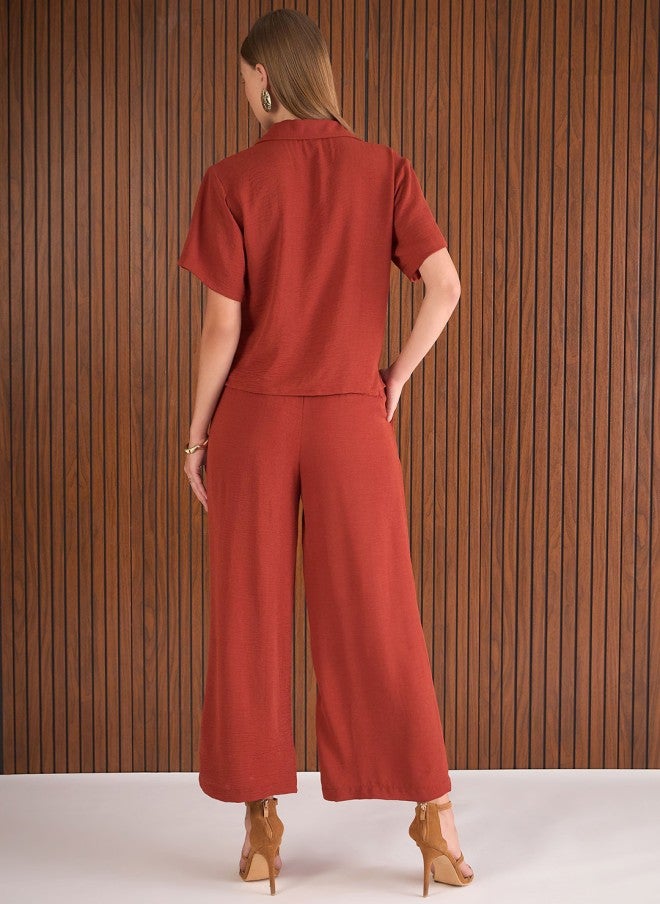 SASSAFRAS Rust Co-Ord Set With Top And Trousers For Women - Image 5