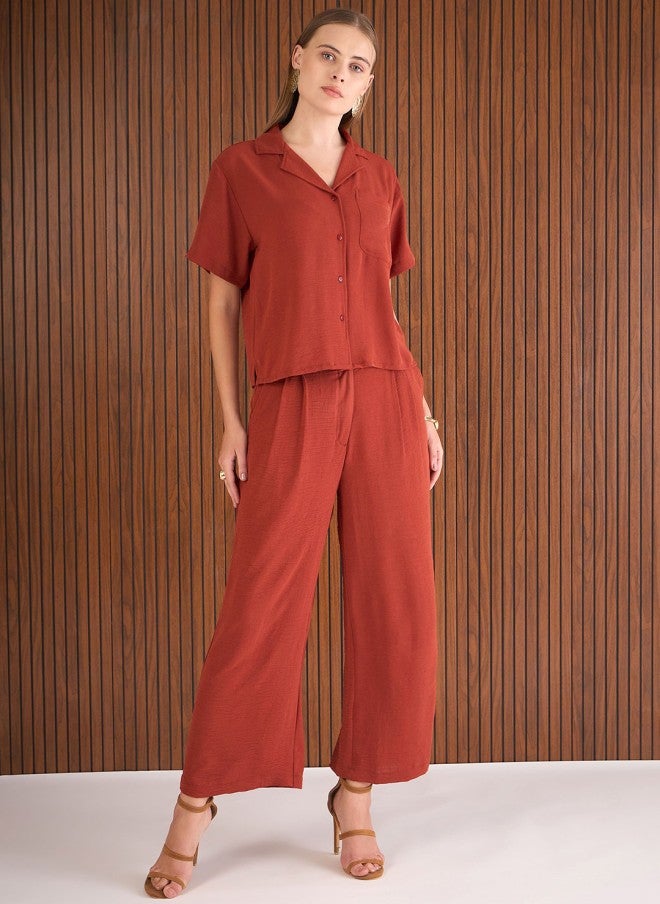 SASSAFRAS Rust Co-Ord Set With Top And Trousers For Women - Image 1