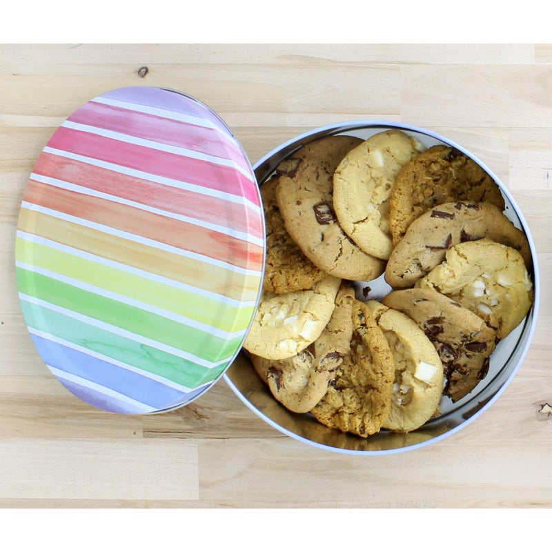 Cornucopia Brands Cornucopia Cookie Tins (Set of 2  Blue and Rainbow); Round Baking and Cake Tins for Special Occasions and Holidays  7.75-Inch Wide by 3.6-Inch Tall  - Image 4
