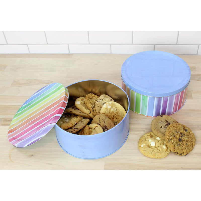 Cornucopia Brands Cornucopia Cookie Tins (Set of 2  Blue and Rainbow); Round Baking and Cake Tins for Special Occasions and Holidays  7.75-Inch Wide by 3.6-Inch Tall  - Image 5