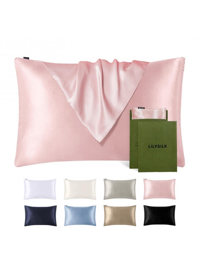 LILYSILK Silk Pillowcase for Hair and Skin Standard-100% Mulberry Silk 19 Momme Both Sides Silk Bed Pillow Cover with Hidden Zipper, 1 Pc (Standard Size 20''x26'', Rosy Pink) - Image 1