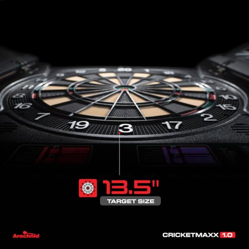 Arachnid CricketMaxx 1.0: 13.5” recreation size with wood cabinet. Features 34 games, 183 variations, 8-player LED X/O scoring, and Heckler mode. Integrated storage for darts and accessories - Image 3