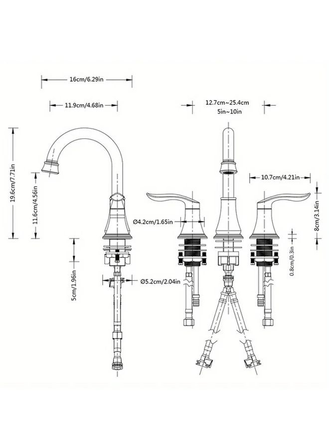 Modern Minimalist Double Handle Bathroom Sink Faucet Brushed Silvery Finish Easy Installation - Image 4