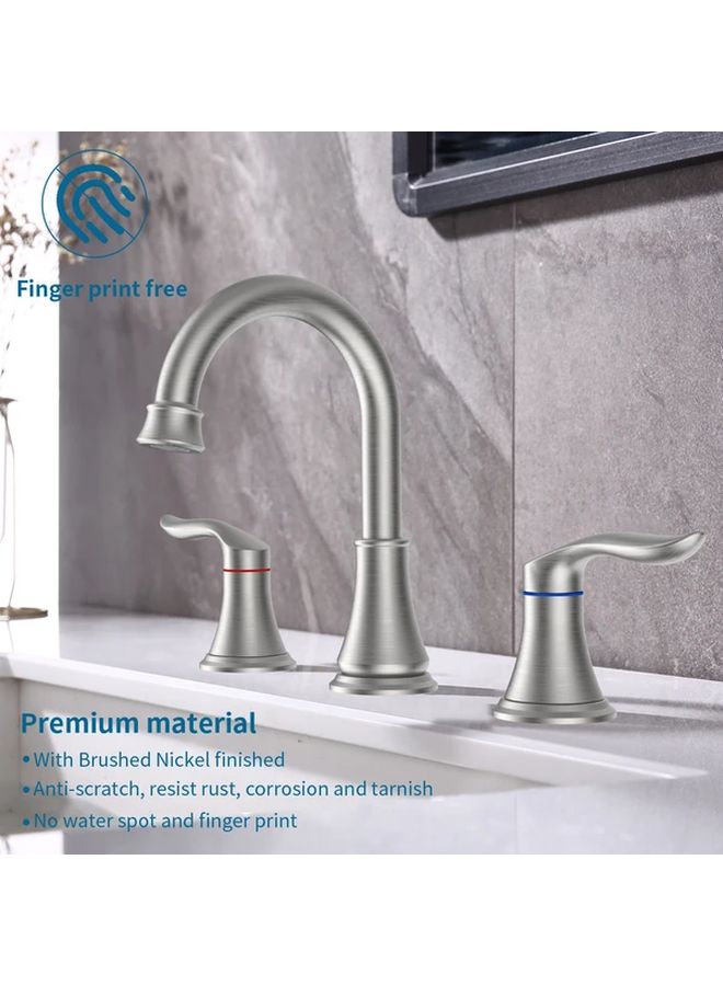 Modern Minimalist Double Handle Bathroom Sink Faucet Brushed Silvery Finish Easy Installation - Image 2