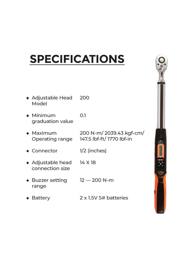 KUSAM-MECO - KUSAMMECO DIGITAL TORQUE WRENCH KM NG 200 UserFriendly Control Advanced Technology Easy Operations 1 Year Warranty - Image 1