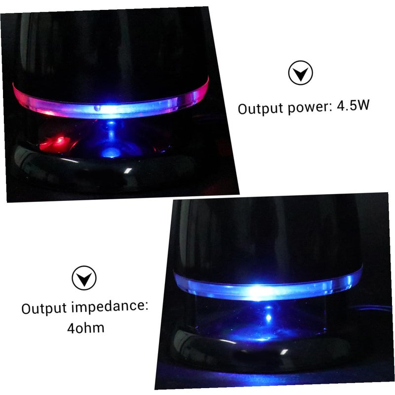 Portable Mini Speaker With LED Light USB And 3 5mm Audio Input For Laptop Travel Black Blue - Image 4