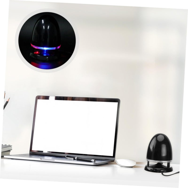 Portable Mini Speaker With LED Light USB And 3 5mm Audio Input For Laptop Travel Black Blue - Image 5