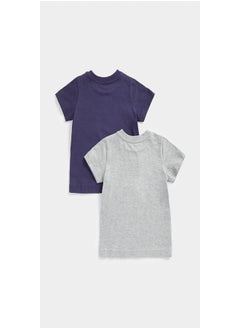 mothercare مجموعة من 2 تي شيرت باللونين الأزرق الداكن والرمادي  - Image 2