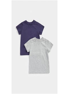 mothercare مجموعة من 2 تي شيرت باللونين الأزرق الداكن والرمادي  - Image 1