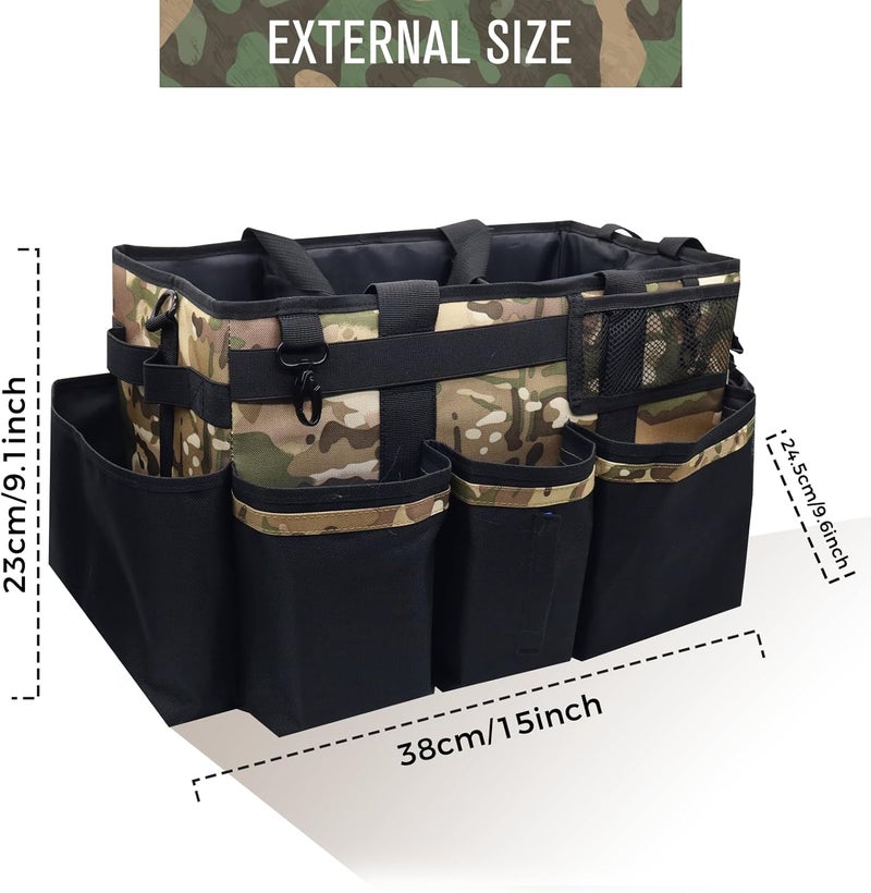 SCAVATA Wearable Cleaning Caddy, Cleaning Caddy Supplies Organizer with Handle & Shoulder Straps for Housekeepers, Under Sink & Car Cleaning Tool Organizers Bag with 4 Foldable Divider (Camouflage) - Image 5
